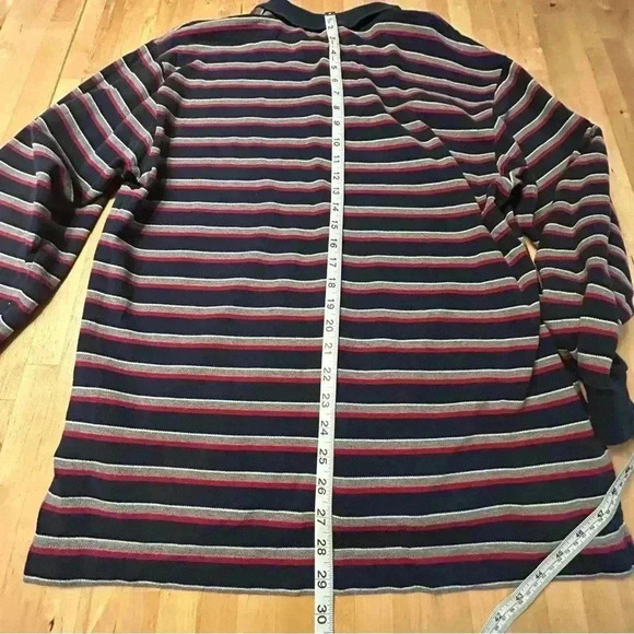 Nautica Navy/Red/Gray Long Sleeve Polo Men’s Size L - Picture 8 of 9